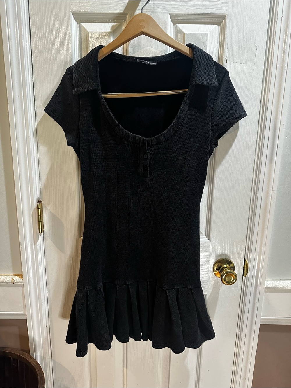Current Mood Tashi Tennis Dress Mini Waffle Black Goth Whimsigoth L